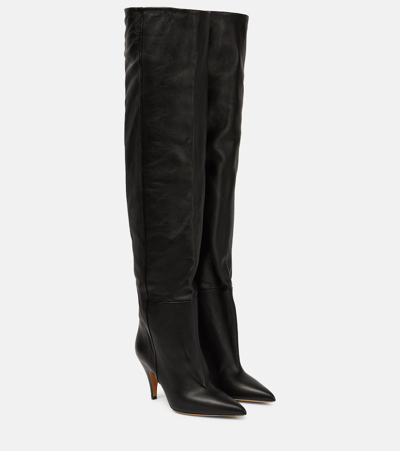 Shop Khaite River Leather Knee-high Boots In Black