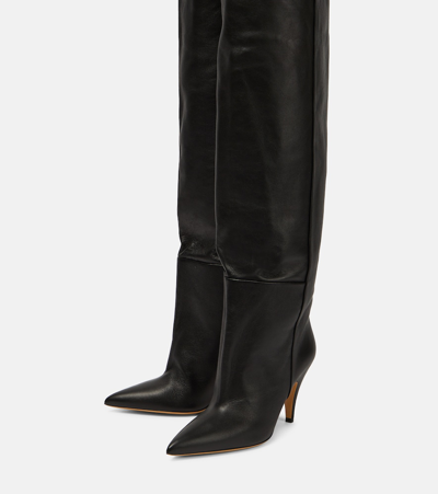 Shop Khaite River Leather Knee-high Boots In Black
