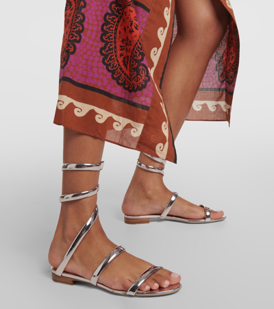 René Caovilla Rene Ankle-wrap Sandal In Silver