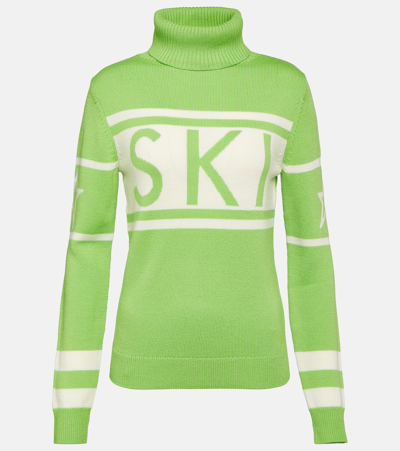 Shop Perfect Moment Schild Intarsia Wool Sweater In Green
