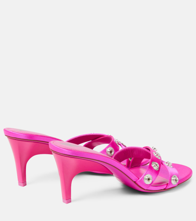 Shop Attico Cosmo 60 Studded Satin Sandals In Pink