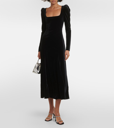 Shop Ganni Velvet Maxi Dress In Black