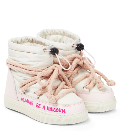 Shop Inuikii Puffer Printed Leather-trimmed Snow Boots In Pink