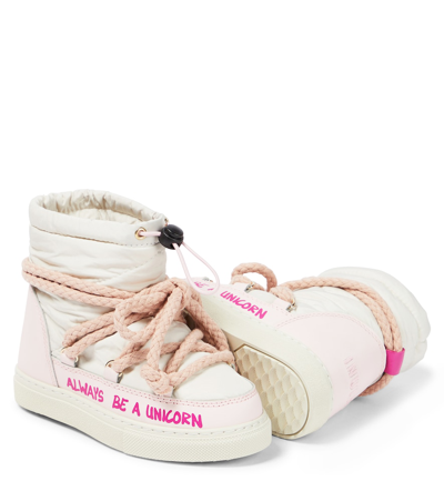 Shop Inuikii Puffer Printed Leather-trimmed Snow Boots In Pink