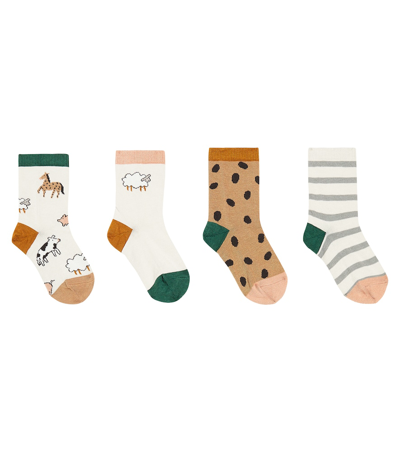 Shop Liewood Silas Printed Cotton-blend Socks In Multicoloured