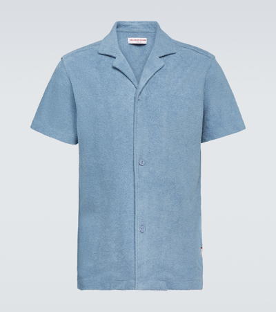 Shop Orlebar Brown Howell Cotton Terry Shirt In Blue