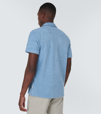 Shop Orlebar Brown Howell Cotton Terry Shirt In Blue