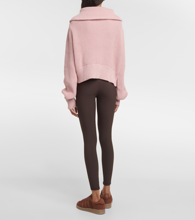 Shop Varley Mentone Cotton Half-zip Sweater In Brown