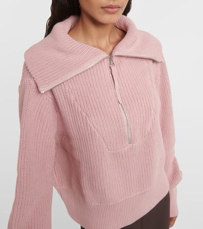 Shop Varley Mentone Cotton Half-zip Sweater In Brown