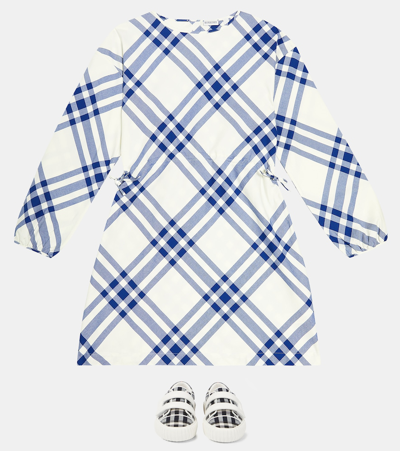 Shop Burberry Checked Cotton Dress In Multicoloured