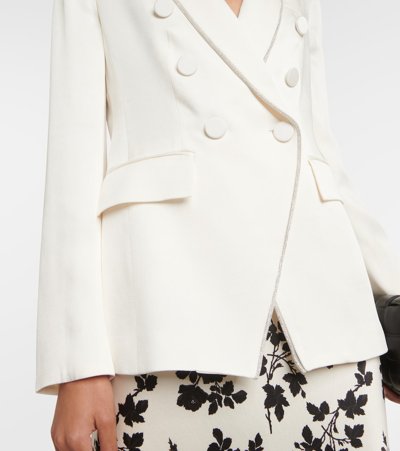 Veronica Beard Jagger Dickey Crystal-embellished Satin-crepe Blazer In White