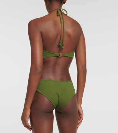 Shop Johanna Ortiz Halterneck Cutout Swimsuit In Green