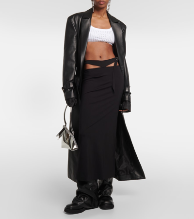 Attico Cutout Midi Skirt In Black