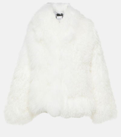Shop Attico Faux Fur Cropped Coat In White