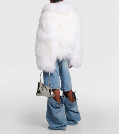 Shop Attico Faux Fur Cropped Coat In White