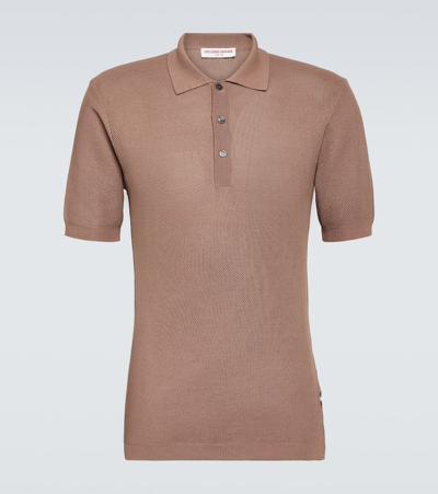 Shop Orlebar Brown Maranon Open-knit Cotton Polo Shirt In Pink