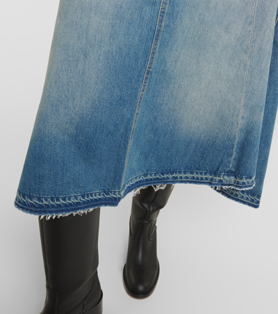 Shop Victoria Beckham Denim Midi Skirt In Blue