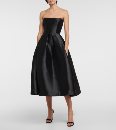 Shop Alex Perry Strapless Faille Midi Dress In Black
