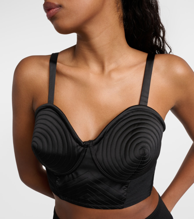 Shop Jean Paul Gaultier Tattoo Iconic Satin Bra Top In Black