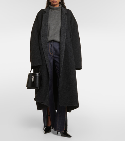Shop Givenchy Wool-blend Fleece Coat In Black