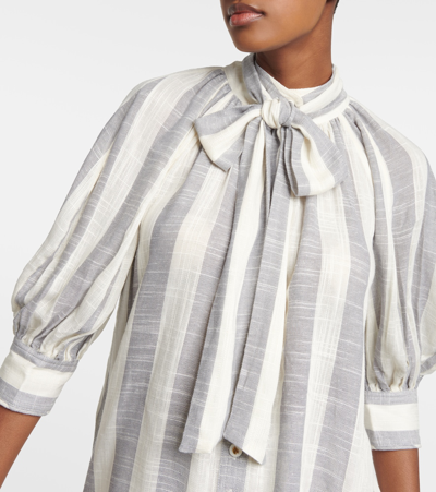 Shop Zimmermann Matchmaker Striped Tie-neck Blouse In Multicoloured