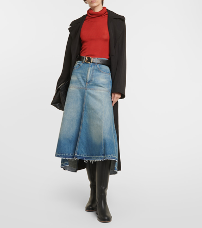 Victoria Beckham Ribbed-knit Turtleneck Top In Red