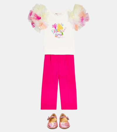 Shop Tutu Du Monde X Trolls Tulle-trimmed Cotton T-shirt In Multicoloured