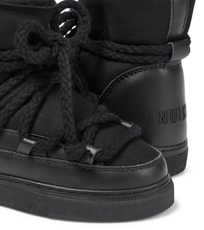 Shop Inuikii Classic Leather-trimmed Suede Snow Boots In Black
