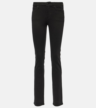 Shop 7 For All Mankind High-rise Straight Jeans In Black