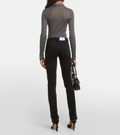 7 For All Mankind High-rise Straight Jeans In Black