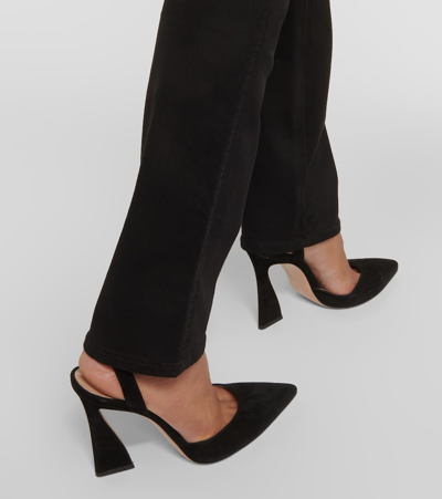 7 For All Mankind High-rise Straight Jeans In Black