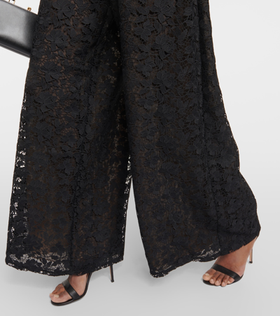 Shop Oscar De La Renta Strapless Lace Jumpsuit In Black