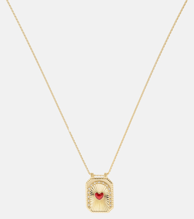 Shop Marie Lichtenberg Heart Scapular 18kt Gold Necklace With Diamonds And Enamel
