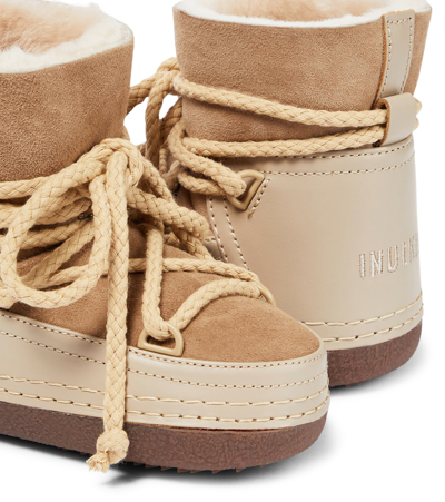Shop Inuikii Classic Leather-trimmed Shearling Snow Boots In Beige