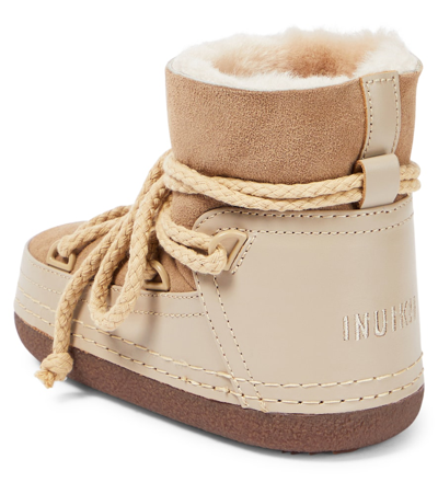 Inuikii Classic Leather-trimmed Shearling Snow Boots In Beige