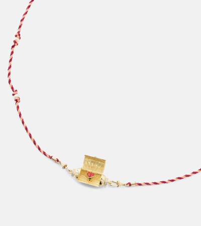 Shop Marie Lichtenberg Vivons Heureux 18kt Gold And Enamel Necklace With Diamonds