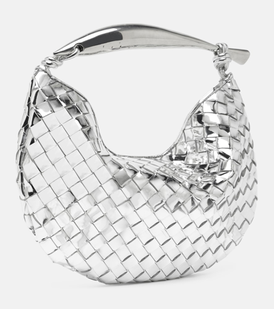 Shop Bottega Veneta Sardine Small Mirrored Leather Tote Bag In Silver