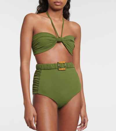 Shop Johanna Ortiz Halterneck Bikini Top In Green