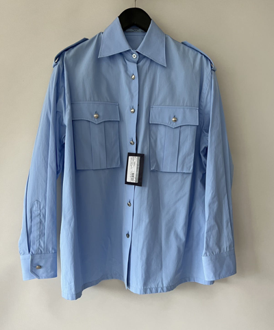 Pre-owned Prada Cotton-poplin Shirt In Blue