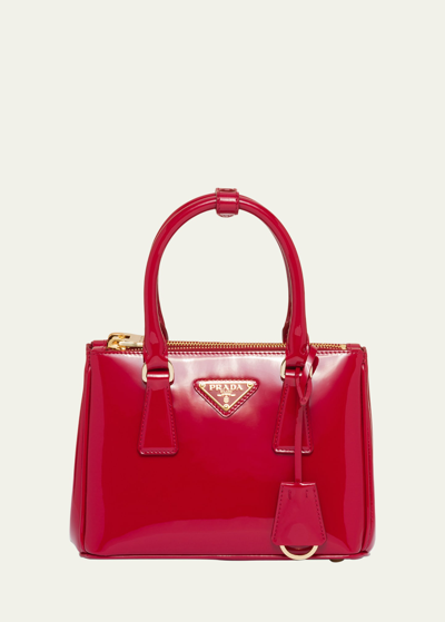 Shop Prada Galleria Mini Patent Top-handle Bag In F0e06 Cherry