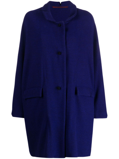 Daniela Gregis Bell-sleeves Wool Coat In Blue