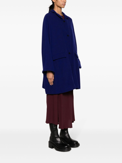 Daniela Gregis Bell-sleeves Wool Coat In Blue