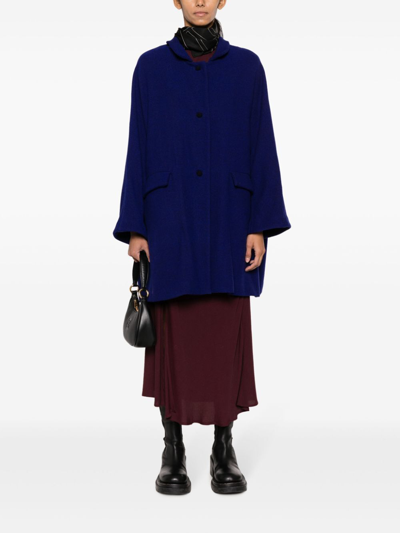 Daniela Gregis Bell-sleeves Wool Coat In Blue