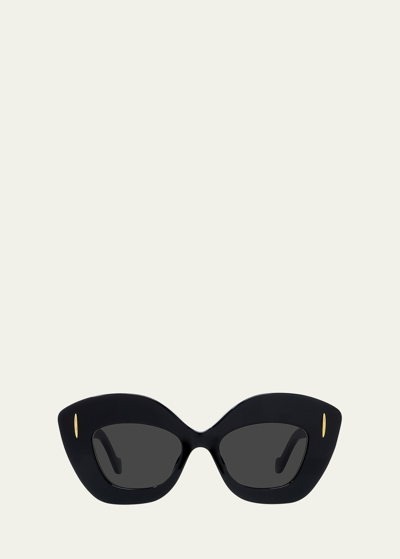 Shop Loewe Anagram Acetate Butterfly Sunglasses In Sblk/smk