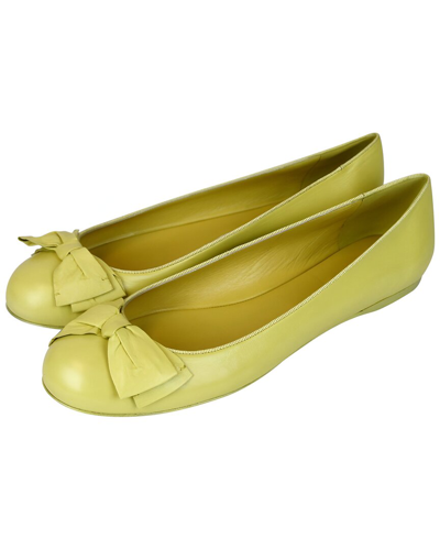 Shop Bottega Veneta Ballet Leather Flat In Yellow