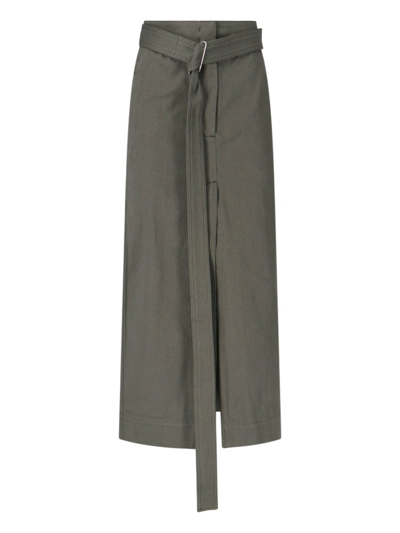 Shop Sa Su Phi Belted Long Skirt In Green