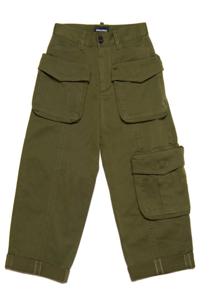 Shop Dsquared2 Kids Logo Patch Cargo Pants In Green