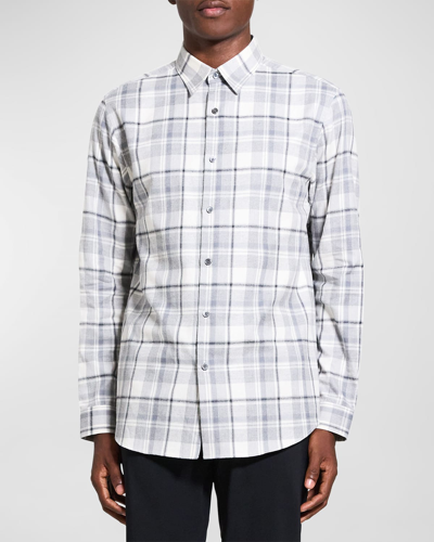 Shop Theory Men's Irving In Medium Plaid In Ivory Multi