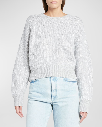 Shop Stella Mccartney Open-back Knit Jumper With Sequins In 1202 Grey