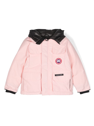 Shop Canada Goose Pink Youth Expedition Hooded Parka